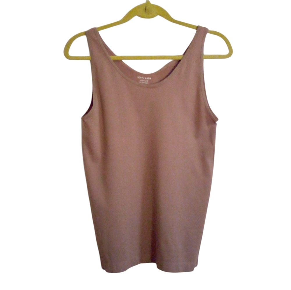 Soho Lady Tan Seamless Stretch Tank Camisole Top Scoop Neck Size 1X/2X NWOT